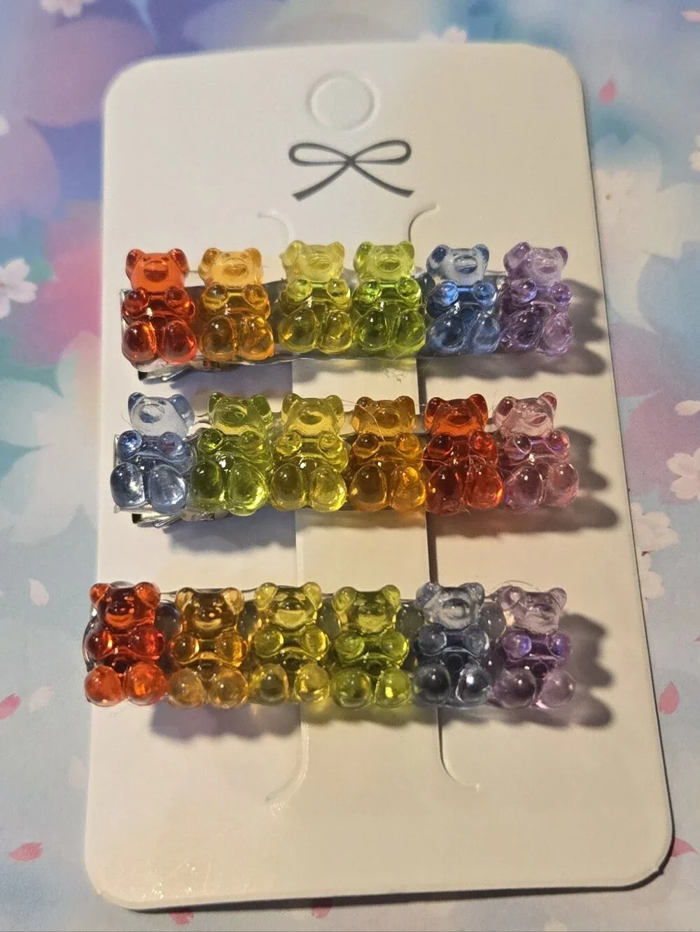 Handcrafted Rainbow Gummy Bear Hair Clips Set of 3